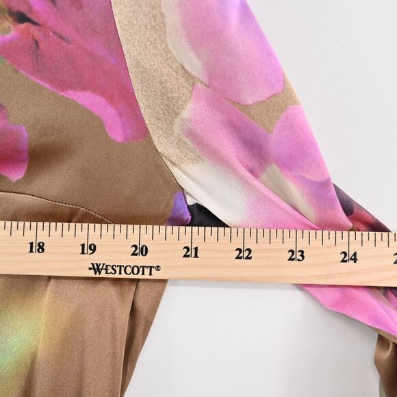 Vtg Y2k ROBERTO CAVALI Womens Silk Top Size 8 Floral Satin V Neck Button Fairy - Picture 3 of 13